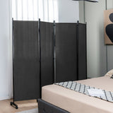 NNECW 1.73m 4-Panel Folding Room Divider with Lockable Wheels-Grey