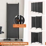 NNECW 1.73m 4-Panel Folding Room Divider with Lockable Wheels-Grey