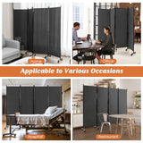 NNECW 1.73m 4-Panel Folding Room Divider with Lockable Wheels-Grey