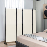NNECW 1.73m 4-Panel Folding Room Divider with Lockable Wheels-White