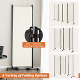 NNECW 1.73m 4-Panel Folding Room Divider with Lockable Wheels-White