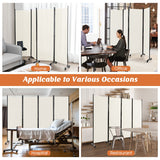 NNECW 1.73m 4-Panel Folding Room Divider with Lockable Wheels-White