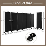 NNECW 1.72m 6-Panel Folding Room Divider with Lockable Wheels-Black