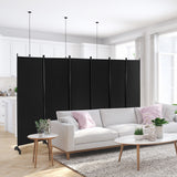 NNECW 1.72m 6-Panel Folding Room Divider with Lockable Wheels-Black