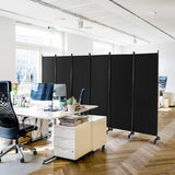 NNECW 1.72m 6-Panel Folding Room Divider with Lockable Wheels-Black
