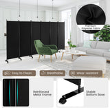 NNECW 1.72m 6-Panel Folding Room Divider with Lockable Wheels-Black