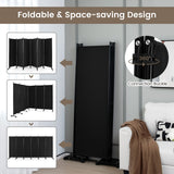 NNECW 1.72m 6-Panel Folding Room Divider with Lockable Wheels-Black