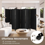 NNECW 1.72m 6-Panel Folding Room Divider with Lockable Wheels-Black