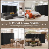 NNECW 1.72m 6-Panel Folding Room Divider with Lockable Wheels-Black
