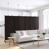 NNECW 1.72m 6-Panel Folding Room Divider with Lockable Wheels-Brown