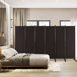 NNECW 1.72m 6-Panel Folding Room Divider with Lockable Wheels-Brown
