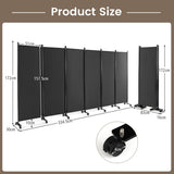 NNECW 1.72m 6-Panel Folding Room Divider with Lockable Wheels-Grey