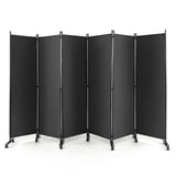 NNECW 1.72m 6-Panel Folding Room Divider with Lockable Wheels-Grey