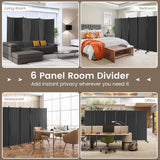 NNECW 1.72m 6-Panel Folding Room Divider with Lockable Wheels-Grey