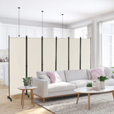 NNECW 1.72m 6-Panel Folding Room Divider with Lockable Wheels-White
