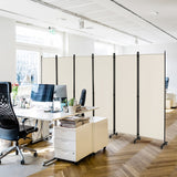 NNECW 1.72m 6-Panel Folding Room Divider with Lockable Wheels-White