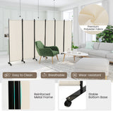 NNECW 1.72m 6-Panel Folding Room Divider with Lockable Wheels-White