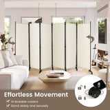 NNECW 1.72m 6-Panel Folding Room Divider with Lockable Wheels-White