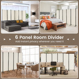 NNECW 1.72m 6-Panel Folding Room Divider with Lockable Wheels-White