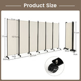 NNECW 1.72m 6-Panel Folding Room Divider with Lockable Wheels-White