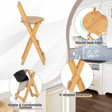 NNECW Folding Bamboo Bar Stools with with Footrests & Handles for Dining Room