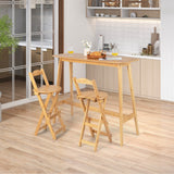 NNECW Folding Bamboo Bar Stools with with Footrests & Handles for Dining Room