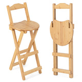 NNECW Folding Bamboo Bar Stools with with Footrests & Handles for Dining Room