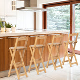NNECW Folding Bamboo Bar Stools with with Footrests & Handles for Dining Room