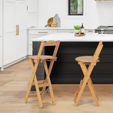 NNECW Folding Bamboo Bar Stools with with Footrests & Handles for Dining Room
