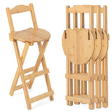NNECW Folding Bamboo Bar Stools with with Footrests & Handles for Dining Room
