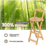 NNECW Folding Bamboo Bar Stools with with Footrests & Handles for Dining Room