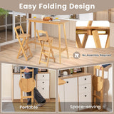 NNECW Folding Bamboo Bar Stools with with Footrests & Handles for Dining Room