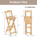 NNECW Folding Bamboo Bar Stools with with Footrests & Handles for Dining Room