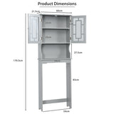 NNECW Over The Toilet Storage Cabinet with Double Tempered Glass Doors-Grey