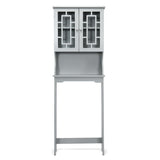 NNECW Over The Toilet Storage Cabinet with Double Tempered Glass Doors-Grey