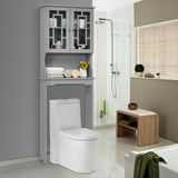 NNECW Over The Toilet Storage Cabinet with Double Tempered Glass Doors-Grey