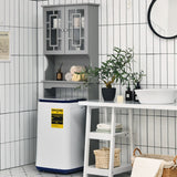 NNECW Over The Toilet Storage Cabinet with Double Tempered Glass Doors-Grey