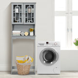 NNECW Over The Toilet Storage Cabinet with Double Tempered Glass Doors-Grey