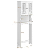 NNECW Over The Toilet Storage Cabinet with Double Tempered Glass Doors-White