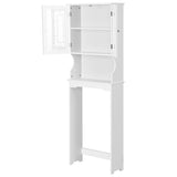 NNECW Over The Toilet Storage Cabinet with Double Tempered Glass Doors-White