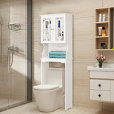 NNECW Over The Toilet Storage Cabinet with Double Tempered Glass Doors-White