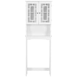 NNECW Over The Toilet Storage Cabinet with Double Tempered Glass Doors-White
