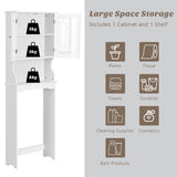NNECW Over The Toilet Storage Cabinet with Double Tempered Glass Doors-White