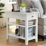 NNECW Double Shelves Narrow Tiered Nightstand for Bedroom