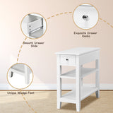 NNECW Double Shelves Narrow Tiered Nightstand for Bedroom