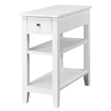 NNECW Double Shelves Narrow Tiered Nightstand for Bedroom