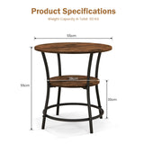 NNECW 2-Tier Round End Table with Open Storage Shelf for Living Room-Coffee