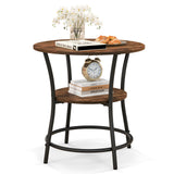 NNECW 2-Tier Round End Table with Open Storage Shelf for Living Room-Coffee