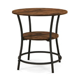 NNECW 2-Tier Round End Table with Open Storage Shelf for Living Room-Coffee