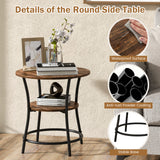 NNECW 2-Tier Round End Table with Open Storage Shelf for Living Room-Coffee